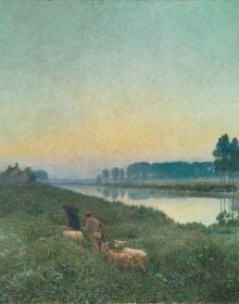 Book cover of Johan De Smet's Emile Claus, featuring a painting titled 'Flax harvesting by hand, 1904'. Published by Hannibal Books.