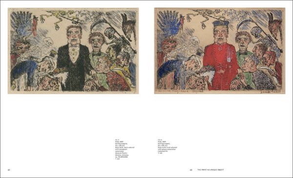 Book cover of James Ensor and the Graphic Experiment, with two figures carrying trays with severed heads. Published by Hannibal Books.