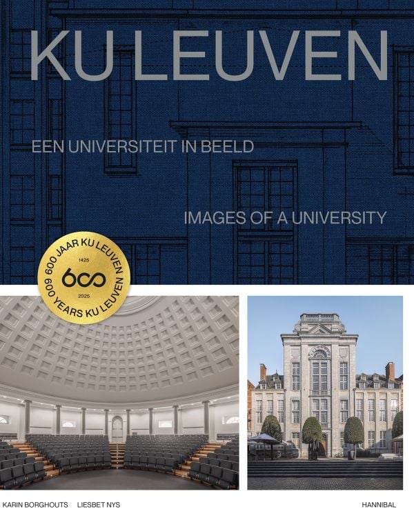 Book cover of KU Leuven: Images of a University, featuring the hallways of the building. Published by Hannibal Books.