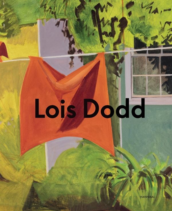 Book cover of Lois Dodd: Framing the Ephemeral; featuring a painting of an orange sheet on a washing line. Published by Hannibal Books.