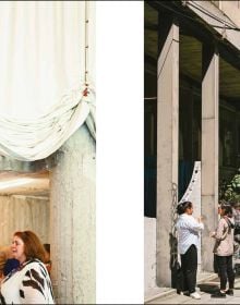 Book cover of Flanders Architectural Review 15, with a two storey open architectural structure with basketball net. Published by Exhibitions International.