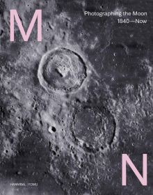 Gray cratered surface on cover of 'Moon, Photographing the Moon 1840-Now', by Hannibal Books.