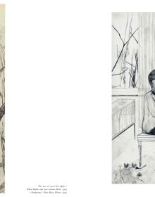 Book cover of Jockum Nordström: Drawings 1992-2025; featuring a drawing of a person standing in the middle of a room, with pictures on the wall. Published by Hannibal Books.