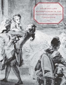 Book cover of Drawings and Watercolours in the Calouste Gulbenkian Collection; featuring a watercolour of three figures: two dancing and one seated. Published by Fundação Calouste Gulbenkian.