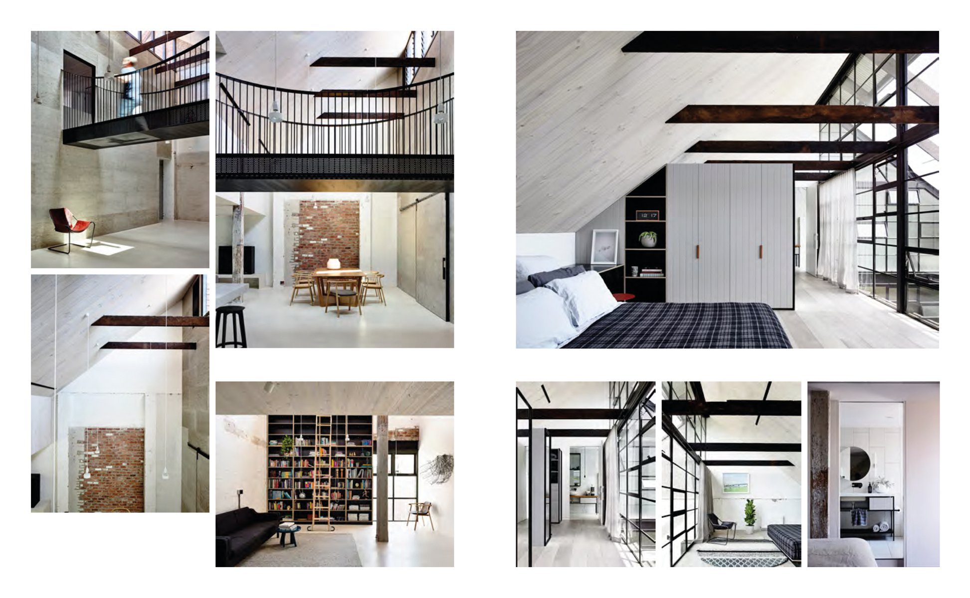 LOFT in grey and brown stencil shapes, on off white cover, New Loft Residence Design in black font to centre