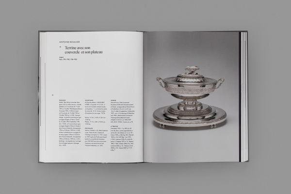 Book cover of The French Silverware in the Calouste Gulbenkian Collection; featuring a silver figure of a child. Published by Fundação Calouste Gulbenkian.