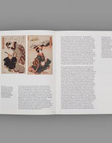 Book cover of Floating world: 'ukiyo-e' Japanese Prints; featuring a Japanese artwork of two figures in traditional dress. Published by Fundação Calouste Gulbenkian.
