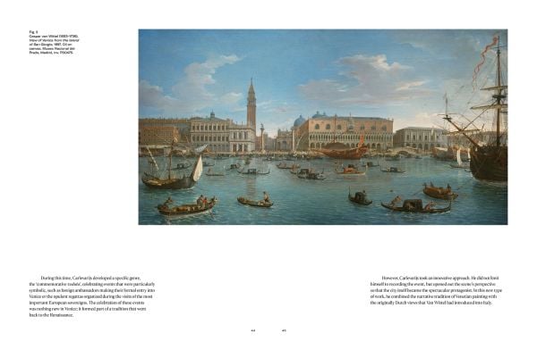 Book cover of Splendour in Venice: From Canaletto to Guardi; featuring a painting of the Rialto Bridge spanning the Grand Canal. Published by Fundação Calouste Gulbenkian.