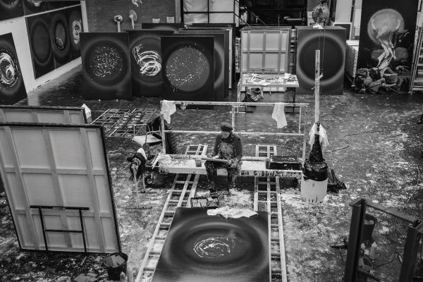 Book cover of Fabienne Verdier, The Song of Stars, featuring an blue abstract painting titled 'Ciel, univers céleste Gagan Ahmarique' (éthiopien). Published by 5 Continents Editions.
