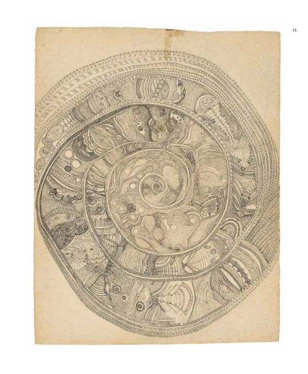 Book cover of Magalí Herrera: A Spark of Light in this World, with colourful dot painting with trail leading into a black hole. Published by 5 Continents Editions.