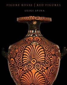 Book cover of Red Figures: Vase Painting At The Museo Ridola, Matera, with a terracotta vase painting with black patterns. Published by Editions Norma.