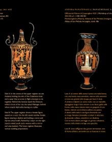Book cover of Red Figures: Vase Painting At The Museo Ridola, Matera, with a terracotta vase painting with black patterns. Published by Editions Norma.