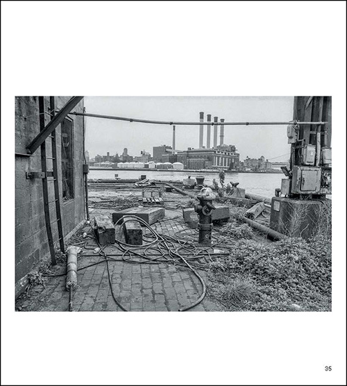 Book cover of New York Waterfront Diary, featuring three black and white photographs: sandy beach, man near waters edge, view telescopes. Published by 5 Continents Editions.