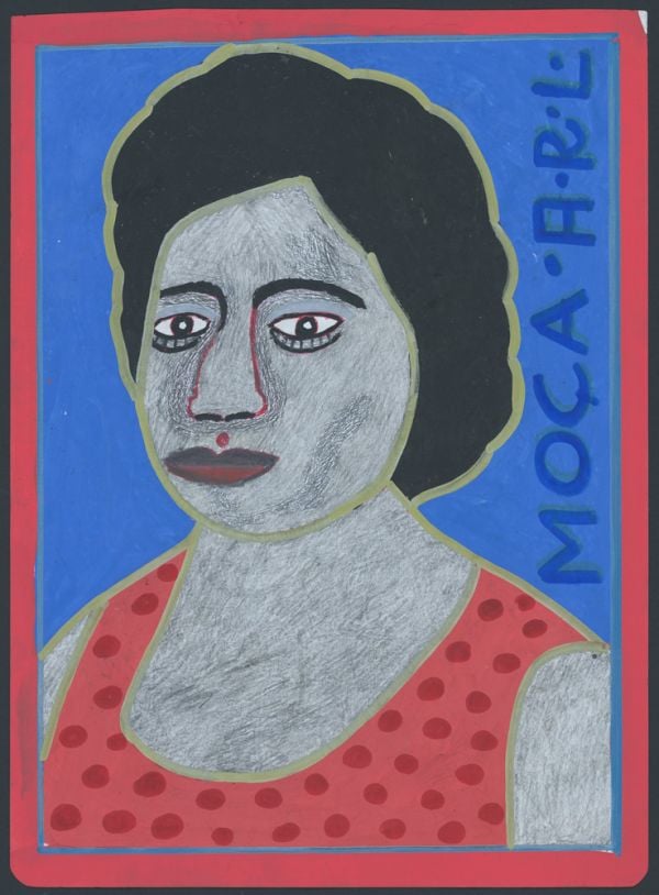 Beige book cover of Faces, with a painting of face with large chin, in brown-orange. Published by 5 Continents Editions.