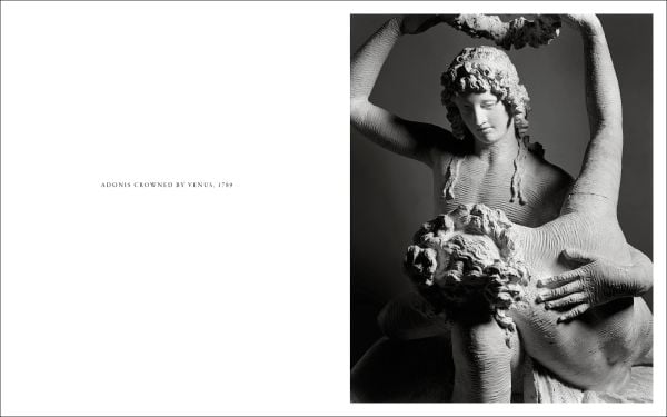 Book cover of Canova. Four Tempos: Volume IV: Sculptures from the Gypsotheca of Possagno, with a plaster cast of nude male figure holding sword. Published by 5 Continents Editions.