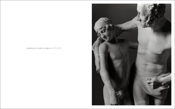 Book cover of Canova. Four Tempos: Volume IV: Sculptures from the Gypsotheca of Possagno, with a plaster cast of nude male figure holding sword. Published by 5 Continents Editions.