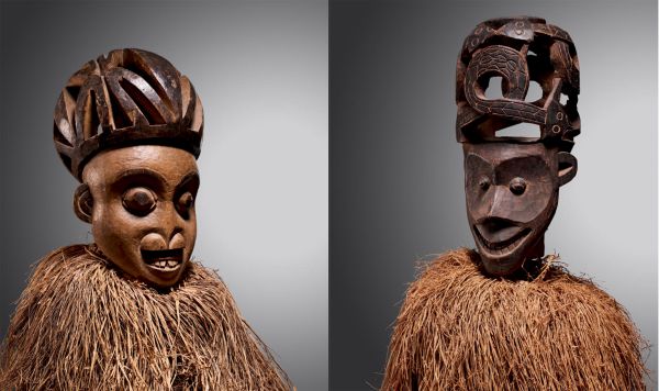 Book cover of Art of the Cameroon Grasslands, with a carved wood nude female figure. Published by 5 Continents Editions.