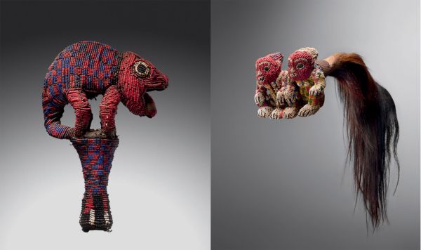 Book cover of Art of the Cameroon Grasslands, with a carved wood nude female figure. Published by 5 Continents Editions.