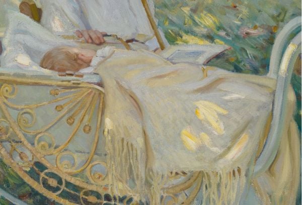 Book cover of Helen McNicoll: An Impressionist Journey, with a sketch of a woman in long dress lying back on deck chair. Published by 5 Continents Editions.