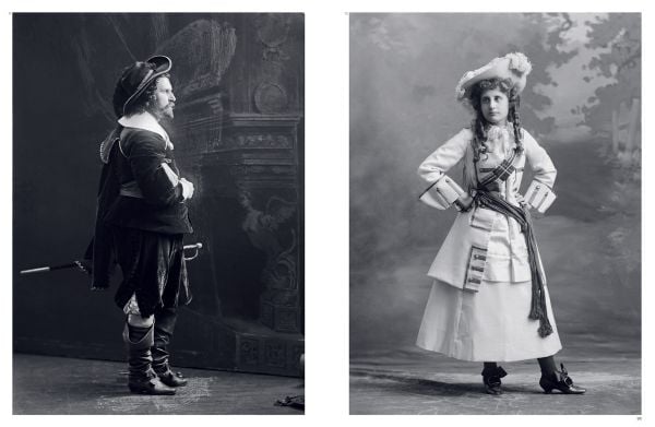 Book cover of Costume Balls: Dressing Up History 1870-1927, with a large group of festival-goers in historical clothes. Published by 5 Continents Editions.