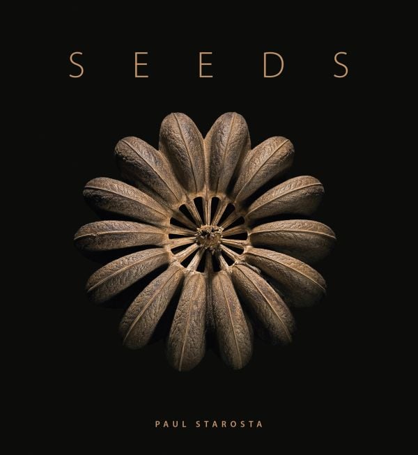 Book cover of Seeds: Time Capsules of Life, with a macro photo of seed case. Published by Papadakis.