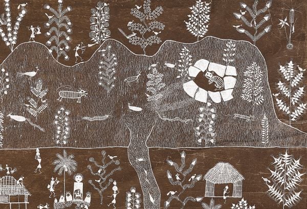 Book cover of Jivya Soma Mashe; featuring a drawing of fish in a large net. Published by 5 Continents Editions.