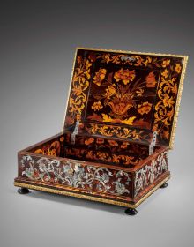 Book cover of The Decorative Arts II – Fondation Gandur pour l’Art: Savoir-faire and the art of living; featuring a decoratively painted cupboard. Published by 5 Continents Editions.