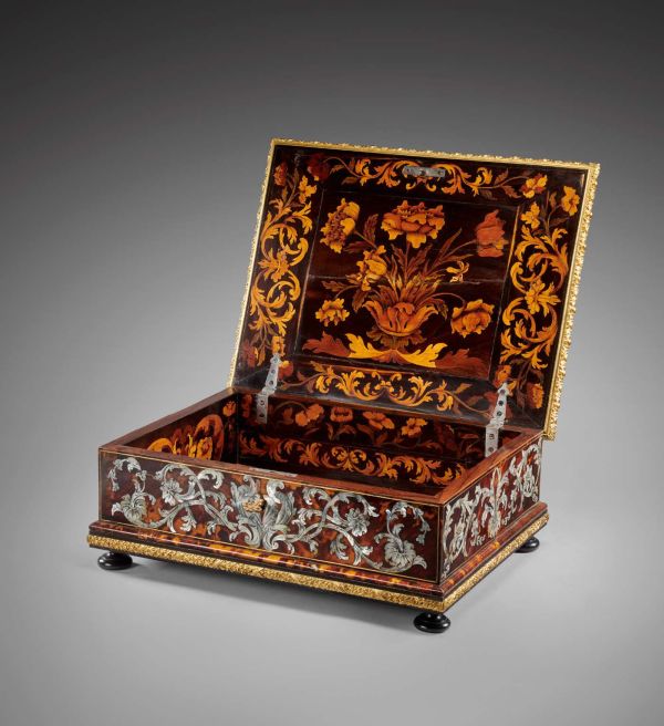 Book cover of The Decorative Arts II – Fondation Gandur pour l’Art: Savoir-faire and the art of living; featuring a decoratively painted cupboard. Published by 5 Continents Editions.