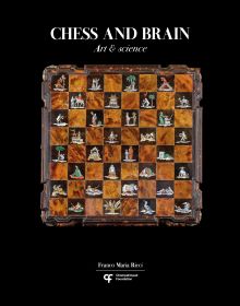 Book cover of Chess and Brain: Art & Science, with a decorative chess board. Published by Franco Maria Ricci editore.