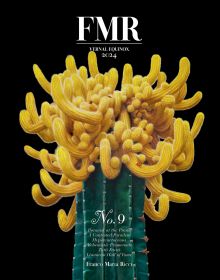 Book cover of FMR No. 9: Vernal Equinox 2024, with a hyper-realistic painting of a cacti with mass of yellow heads. Published by Franco Maria Ricci editore.