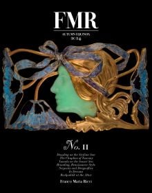 Book cover of FMR No. 11: Autumn Equinox 2024, with a Poppy Blossoms Dog Collar Plaque by Rene Lalique. Published by Franco Maria Ricci editore.