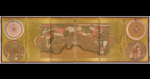 Book cover of Eastern Breezes: The Art of Screens in China and Japan; featuring a decorative screen with landscape. Published by Franco Maria Ricci editore.