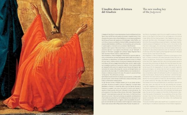 Book cover of Mary Magdalene in Michelangelo's Judgement; featuring detail of the Sistine Chapel fresco. Published by Scripta Maneant Editori.