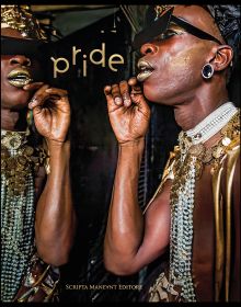 Book cover of Pride, with a black model wearing gold accessories and large black glasses staring into mirror. Published by Scripta Maneant Editori.