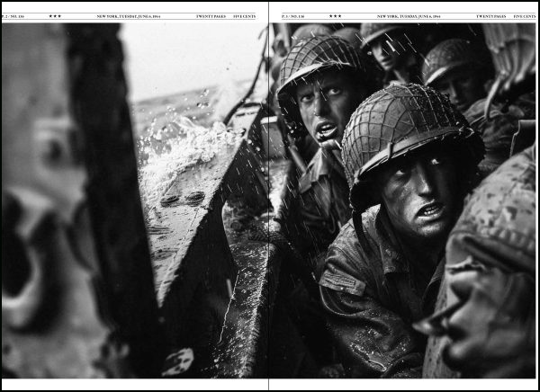 Book cover of We Are At War; with newspaper articles and brown document folders. Published by L'Artiere.
