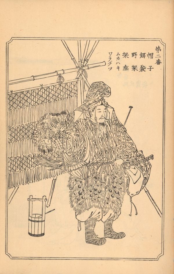 Book cover of An Illustrated Mirror of Hawking: The Ehon Taka Kagami; featuring a bird of prey. Published by Marquand Books.